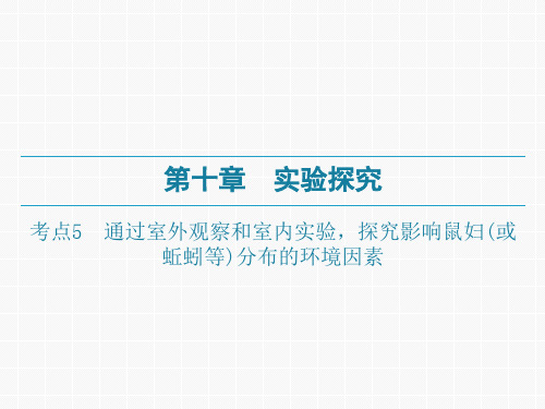 广东中考生物一轮复习课件：第十章-考点5 通过室外观察和室内实验,探究影响鼠妇(或蚯蚓等)分布的环境因素