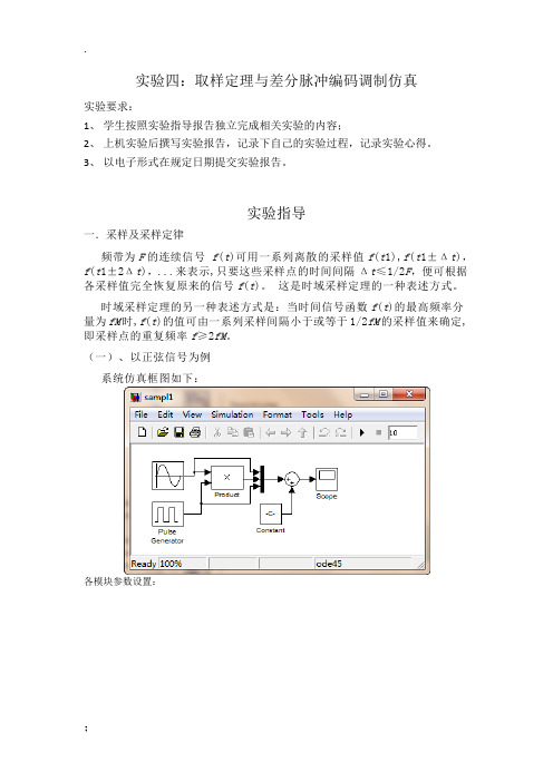 取样定理与差分脉冲编码调制仿真实验报告