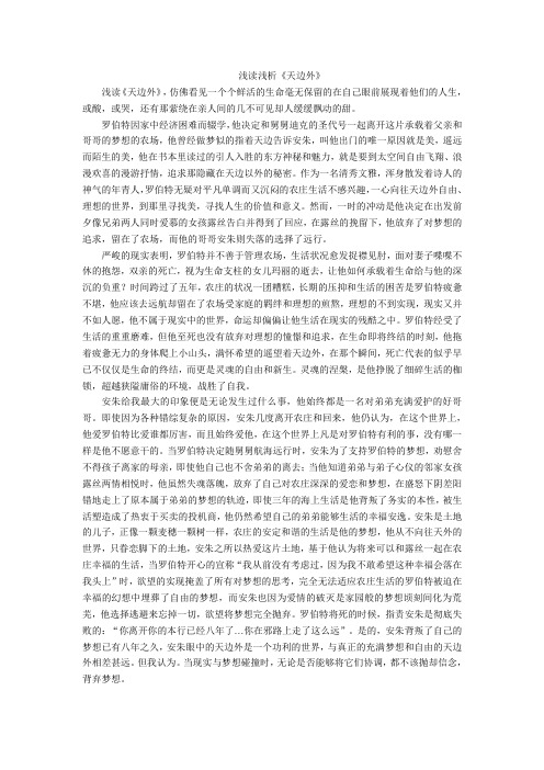 浅读浅析《天边外》