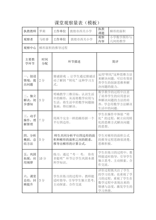课堂观察量表(模板)