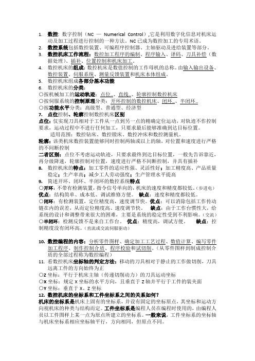数控技术期末考试全书复习