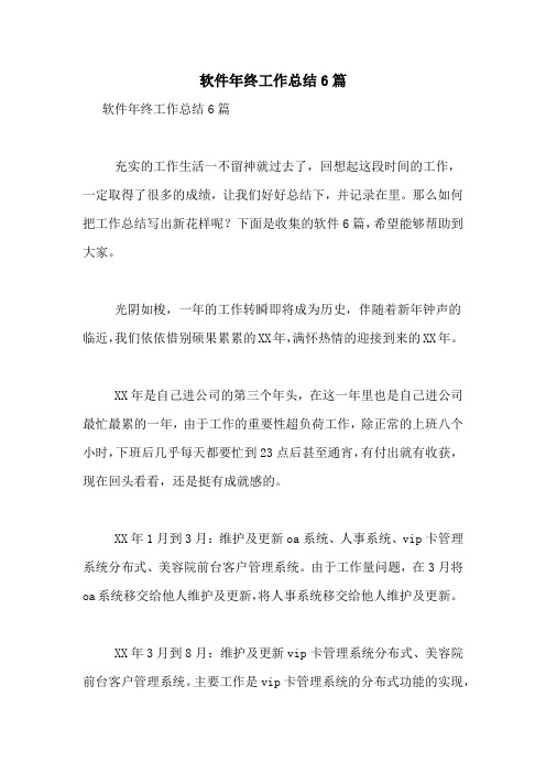 软件年终工作总结6篇