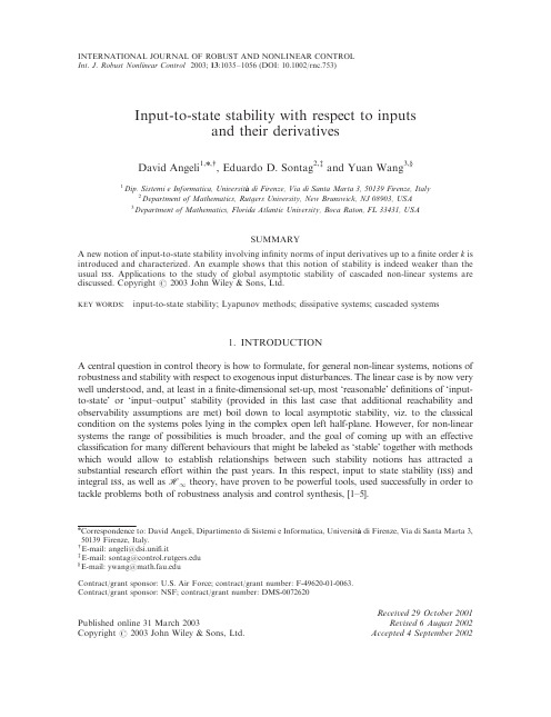 INTERNATIONAL JOURNAL OF ROBUST AND NONLINEAR CONTROL