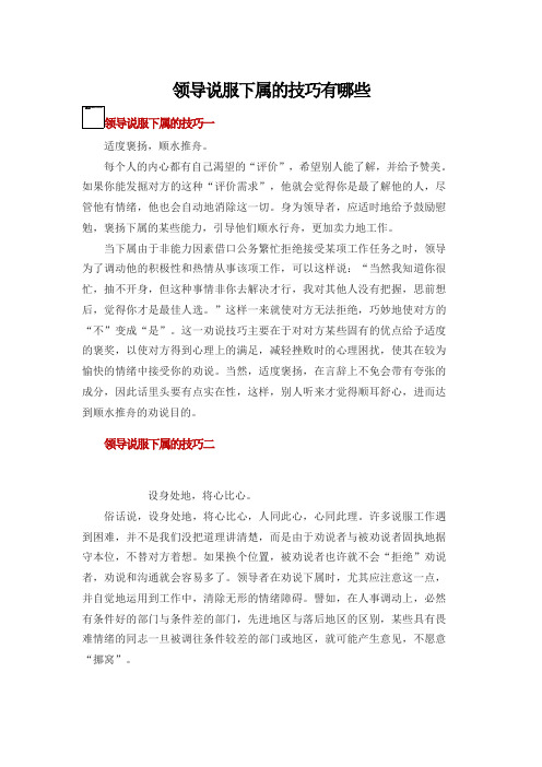 领导说服下属的技巧有哪些