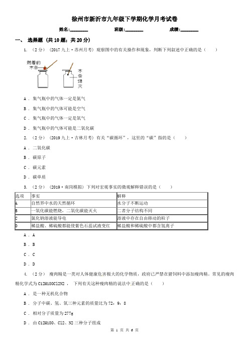 徐州市新沂市九年级下学期化学月考试卷
