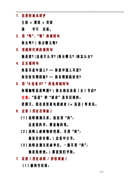 对外汉语教学的的40个语法点