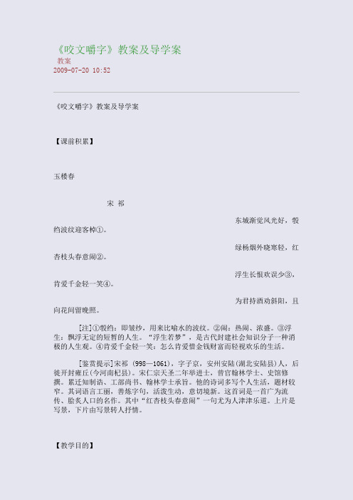 《咬文嚼字》教案及导学案