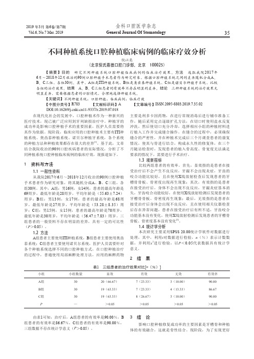 不同种植系统口腔种植临床病例的临床疗效分析