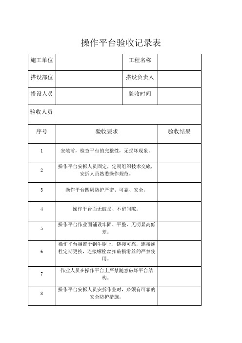 操作平台验收表
