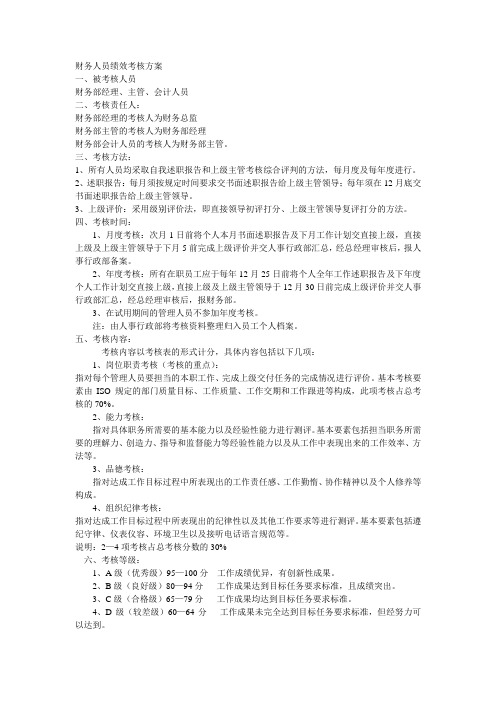 财务人员绩效考核方案