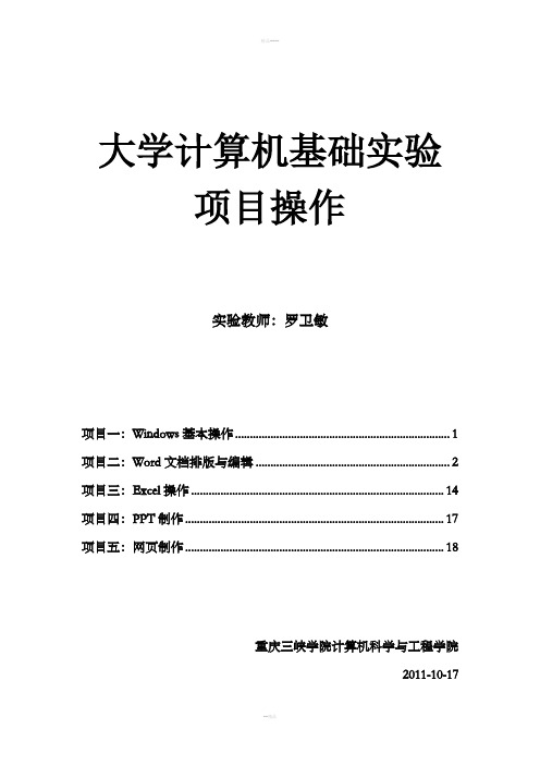 大学计算机基础实验项目