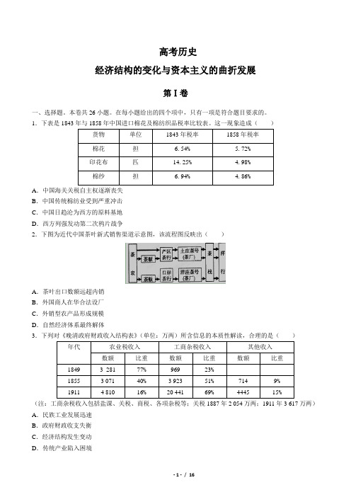 高考历史-经济结构的变化与资本主义的曲折发展-专题练习(含答案与解析)