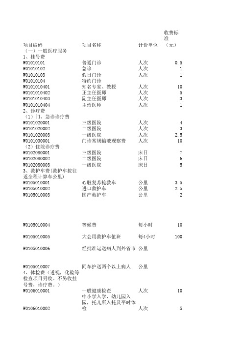 北京市基本医疗保险诊疗项目 服务