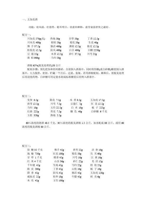 精选整理药酒配方