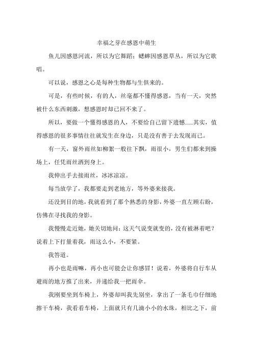 幸福之芽在感恩中萌生--作文