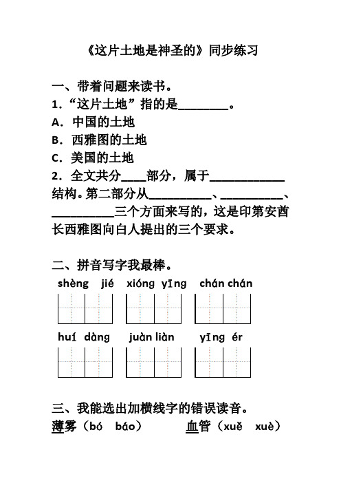 《这片土地是神圣的》同步练习
