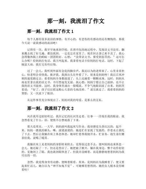 那一刻我流泪了作文