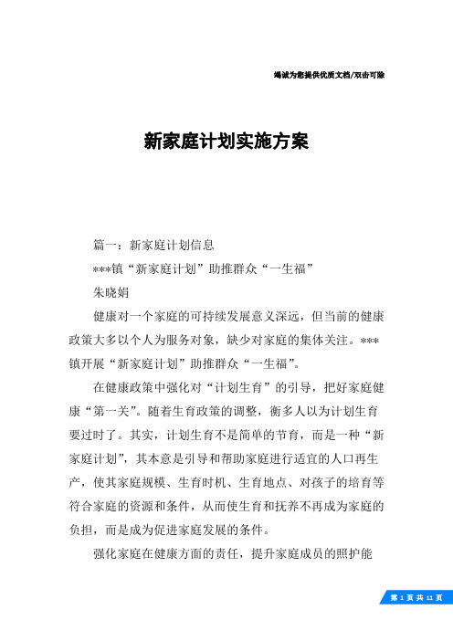 新家庭计划实施方案