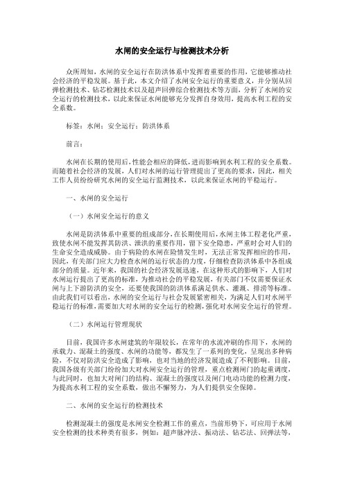 水闸的安全运行与检测技术分析