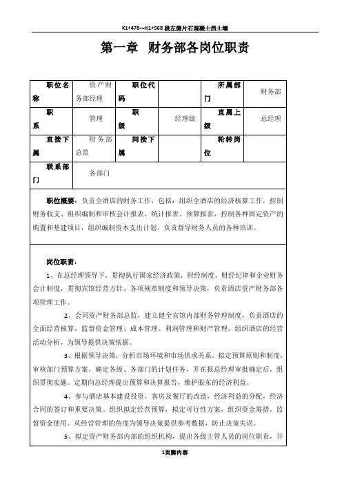 财务部管理制度及岗位职责