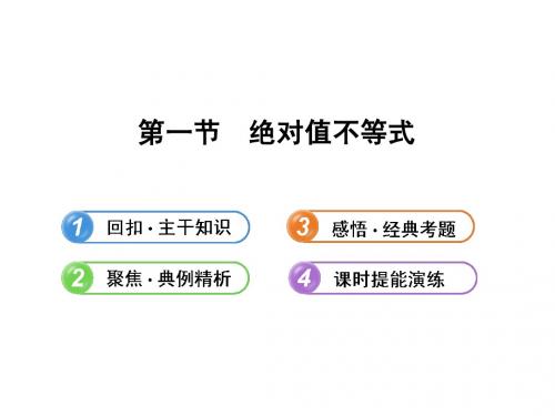 【全程复习方略】2013版高中数学 (主干知识+典例精析)12.1绝对值不等式课件 理 新人教B版