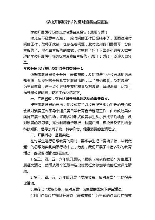 学校开展厉行节约反对浪费自查报告