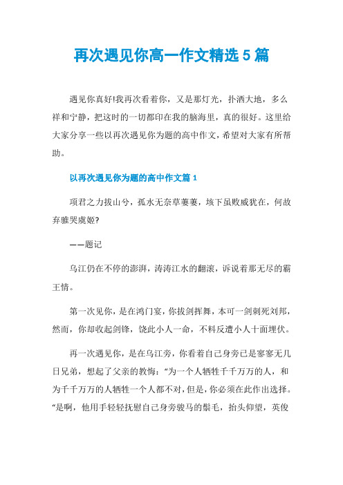 再次遇见你高一作文精选5篇