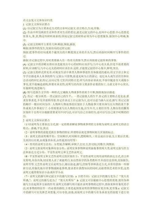 语文总复习文体知识归类