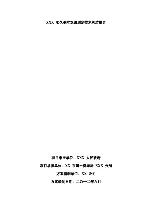 永久基本农田划定技术总结报告
