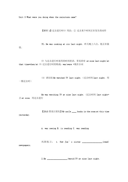 初三(上)UNIT_3_WHAT_WERE_YOU_DOING_WHEN_THE_RAINSTORM_CAME知识点解析与对应练习