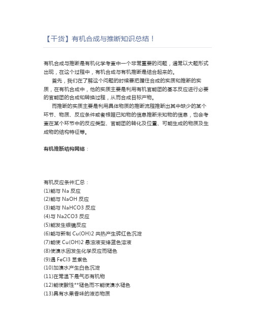 【干货】有机合成与推断知识总结