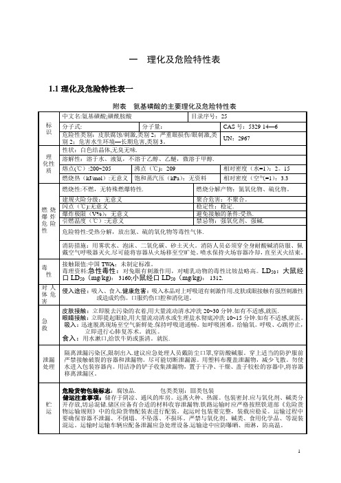 常用危险化学品的理化及危险特性表汇总