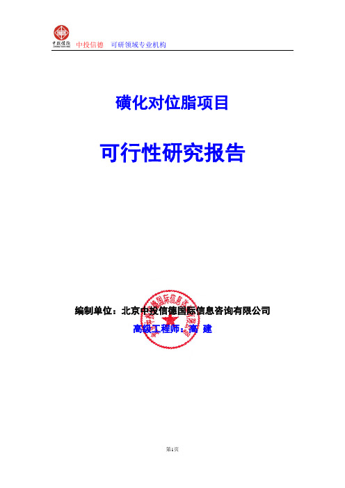磺化对位脂项目可行性研究报告编写格式及参考(模板word)