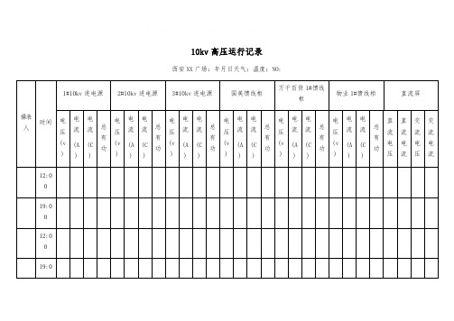 10kv高压运行表格