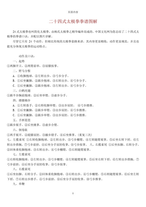 太极拳拳谱套图口诀经典