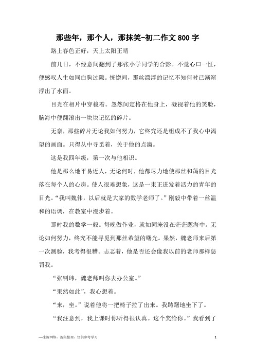 那些年,那个人,那抹笑-初二作文800字