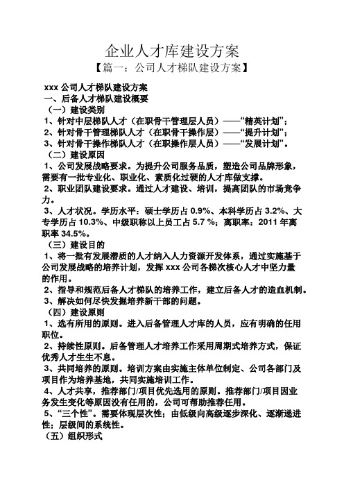 活动方案之企业人才库建设方案