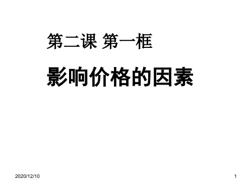 影响价格的因素PPT教学课件