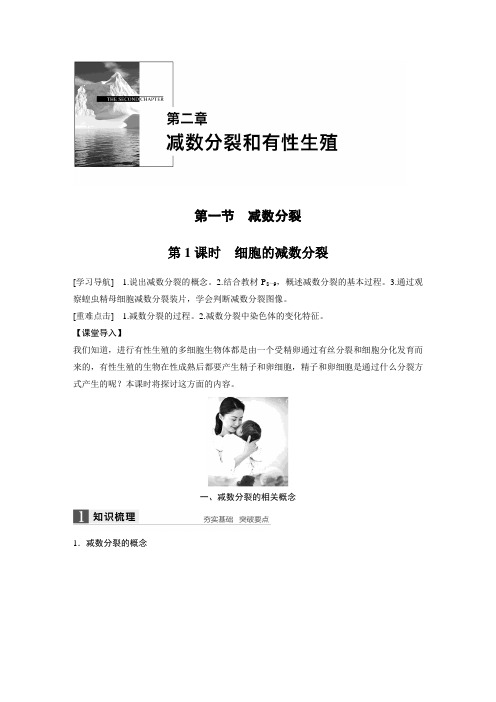 苏教版必修二 2.1.1 细胞的减数分裂 学案1