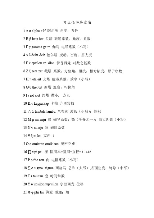 阿拉伯字符读法