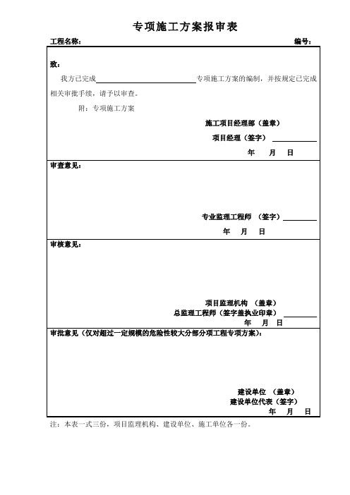 施工方案报审表(新格式)