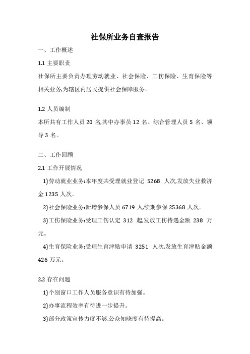 社保所业务自查报告