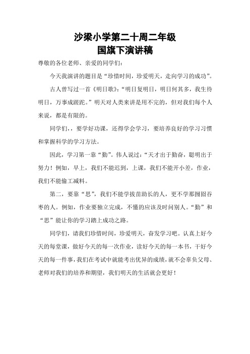 小学生国旗下讲话稿二十周