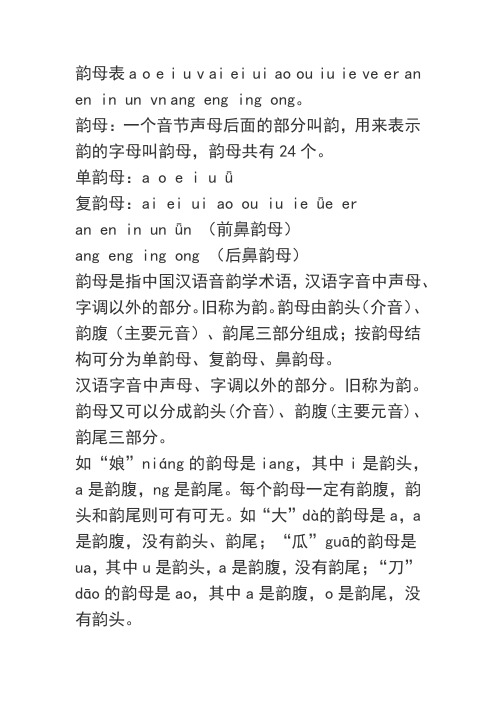 24个韵母