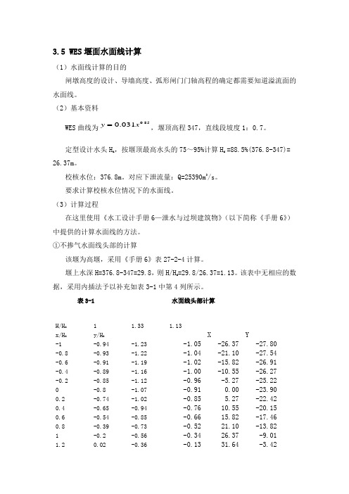wes水面线设计