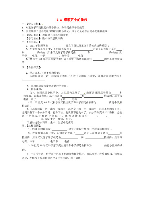 《探索更小的微粒》word教案 (公开课专用)2022年苏科版教案 (3)