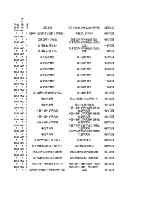 部级及重要横向科研项目