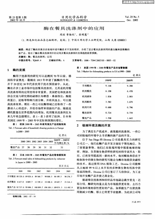 酶在餐具洗涤剂中的应用