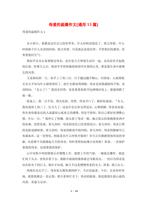 母爱的温暖作文(通用15篇)