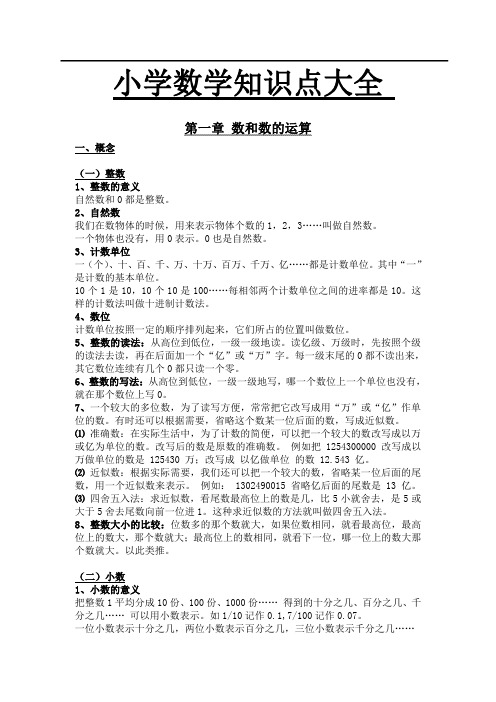 小升初数学总复习专题小学数学知识点大全 